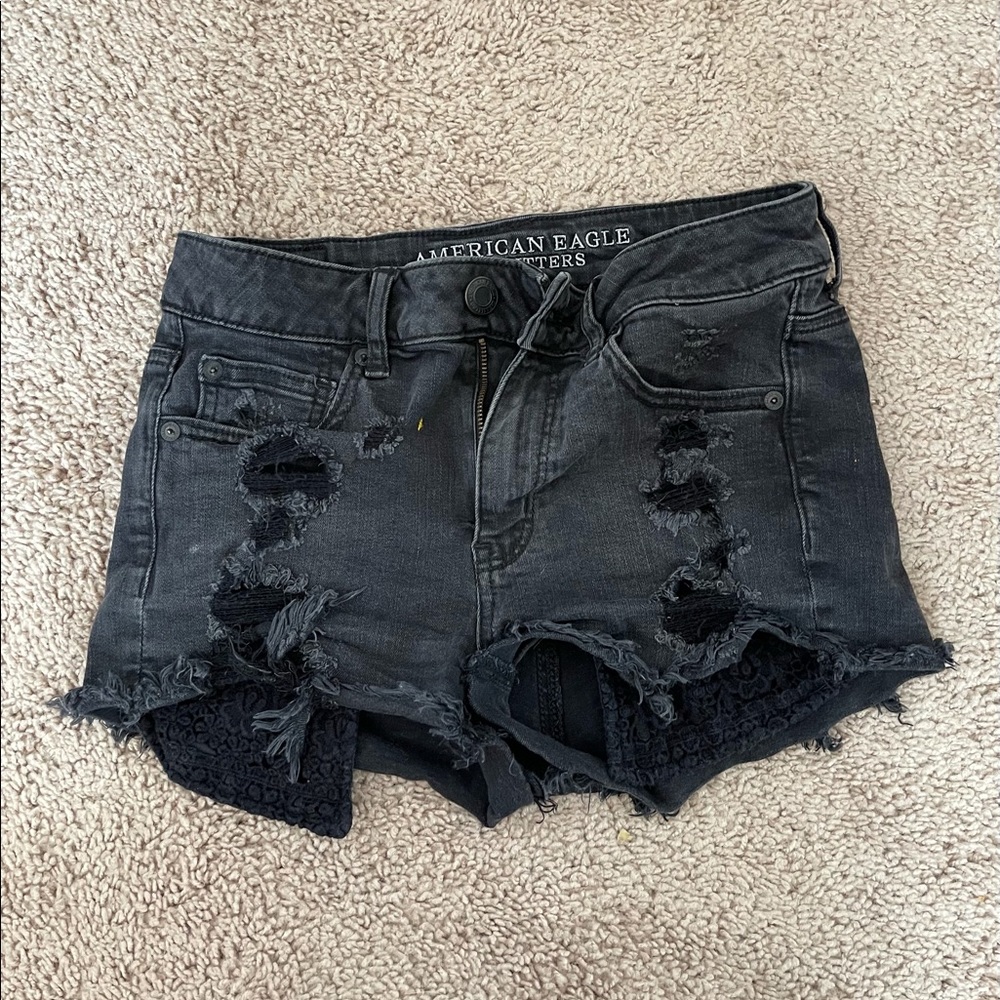 American Eagle black jean shorts